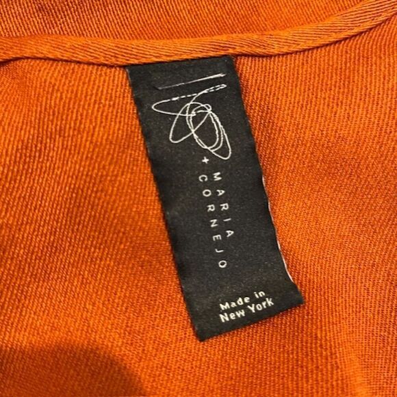 Zero + Maria Cornejo Iro Dress Rusty Orange Shift with Asymmetic Slit Hem Size 8 - Picture 7 of 12